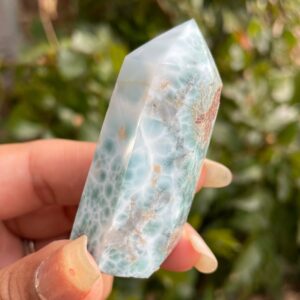 AA Blue Larimar Crystal Tower: Polished Pectolite Point (51.6G)