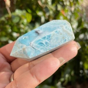 AA Blue Larimar Crystal Tower: Dominican Pectolite Point (60G)
