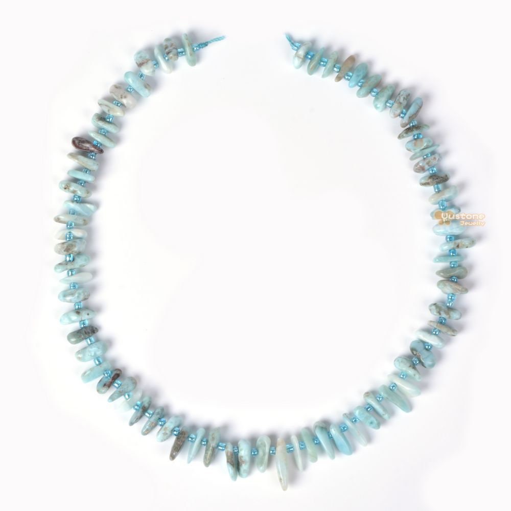 Natural Larimar Gemstone Top Drilled Stick Slice Chip Loose Beads 16" Diy Jewelry Making