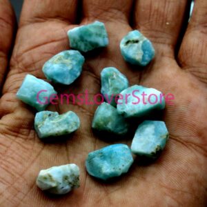 10 Raw Larimar Gemstones: Natural Rough Meditation Stones (14-16 MM)