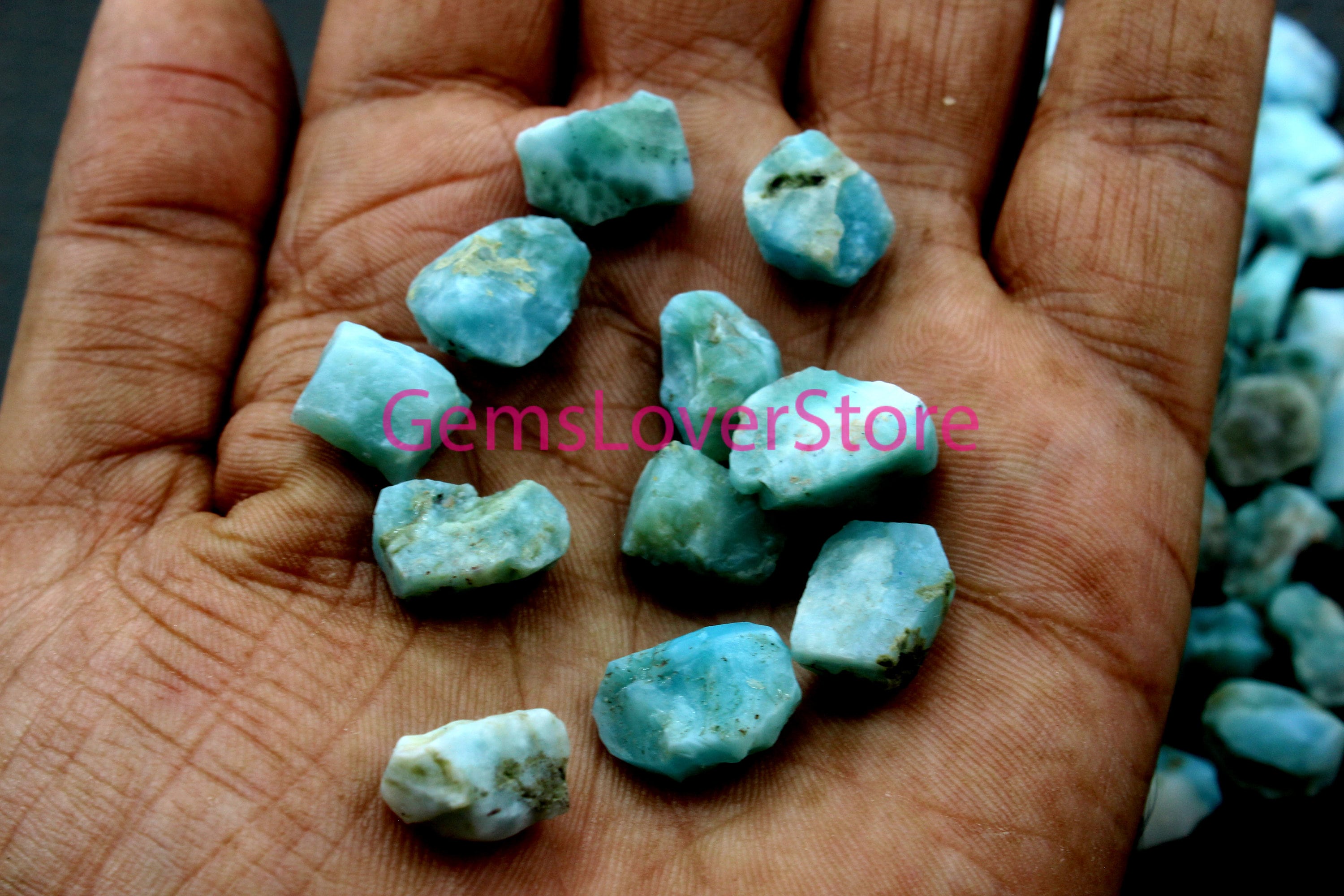 10 Raw Larimar Gemstones: Natural Rough Meditation Stones (14-16 Mm)