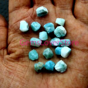 25 Natural Larimar Rough Stones: Blue Gemstone Crystals (8-10 MM)