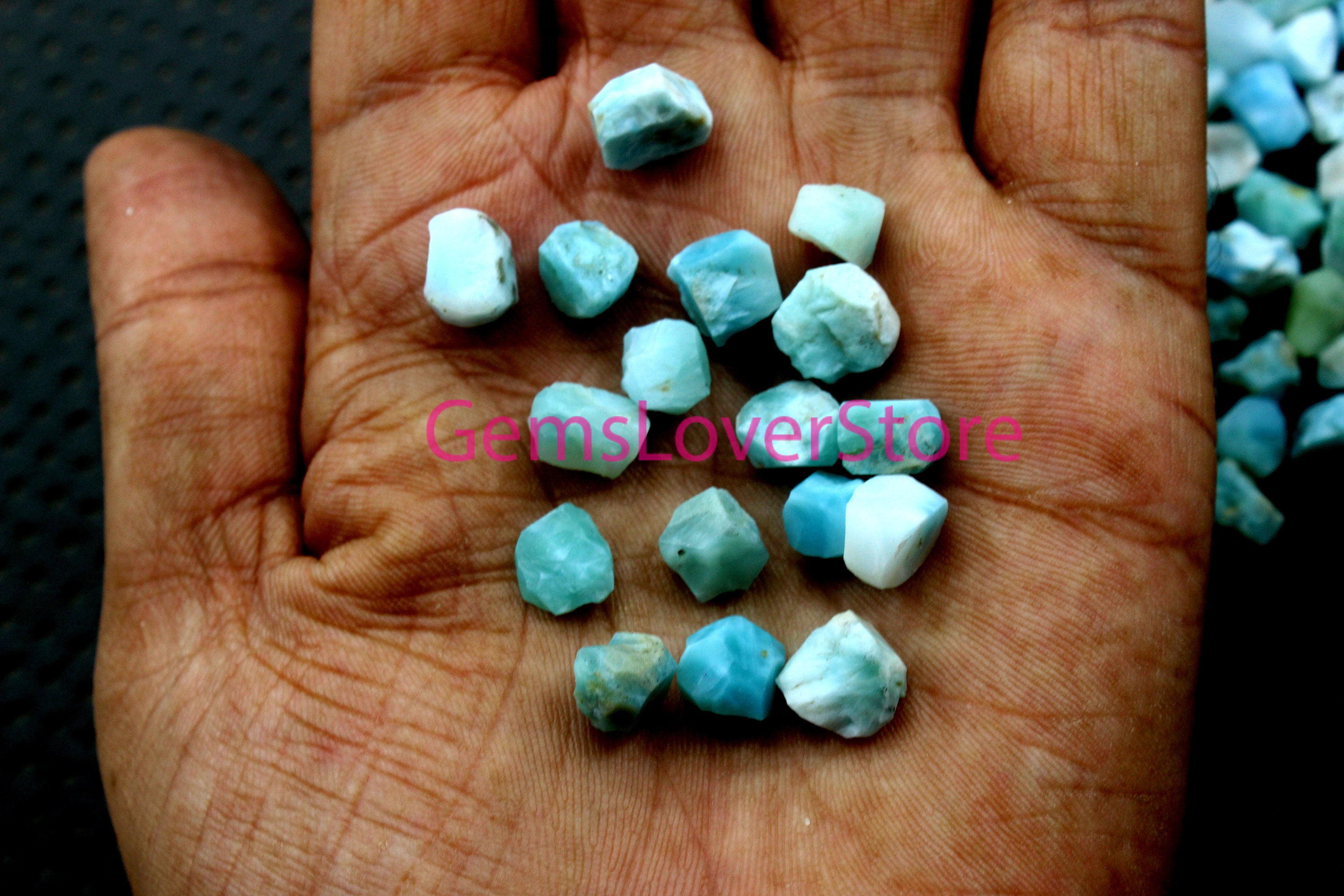 25 Natural Larimar Rough Stones: Blue Gemstone Crystals (8-10 Mm) 25 Natural Larimar Rough Stones: Blue Gemstone Crystals (8-10 Mm)