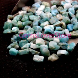 25 Raw Larimar Stones (10-12 Mm): Natural Blue Throat Chakra Crystals