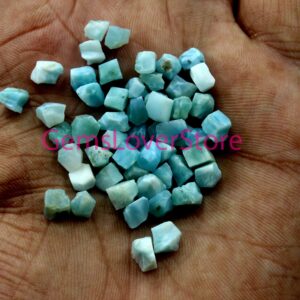 50 Piece Natural Larimar Rough: Blue Crystal Gemstone (4-6 MM)