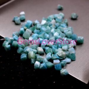 50 Tiny Rough Larimar Gemstone Pieces: Natural Jewelry Making (2-4 MM)