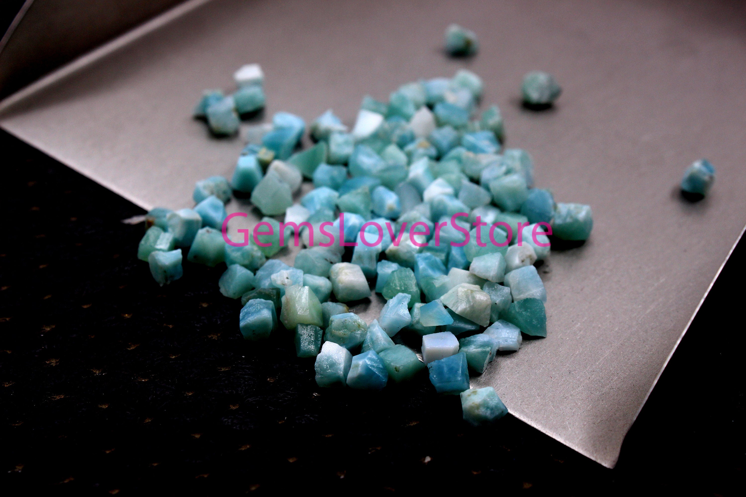 50 Tiny Rough Larimar Gemstone Pieces: Natural Jewelry Making (2-4 Mm)