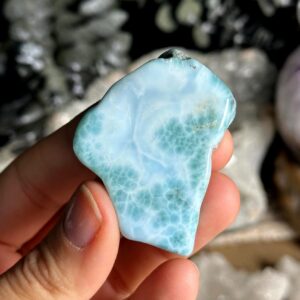 Sky Blue Larimar Slab: Raw Dominican Stone (2")