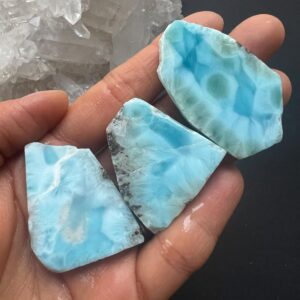 Raw Larimar Slice, Natural Blue Crystal Stone, Dominican Republic