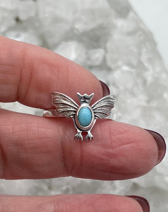 Abstract Larimar Bat Ring, Size 9 Abstract Larimar Bat Ring, Size 9