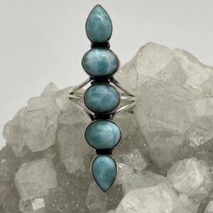 Abstract Five Stone Larimar Ring, Size 12 Abstract Five Stone Larimar Ring, Size 12