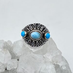 Abstract Larimar Ring, Size 8 1/2 Abstract Larimar Ring, Size 8 1/2