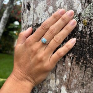 Larimar And Mangano Reversible Ring, 2 In 1 Ring, Sterling Silver Ring, Double Sided, Domincan Republic Stones, Caribbean Gemstones Ring Larimar And Mangano Reversible Ring, 2 In 1 Ring, Sterling Silver Ring, Double Sided, Domincan Republic Stones, Caribbean Gemstones Ring