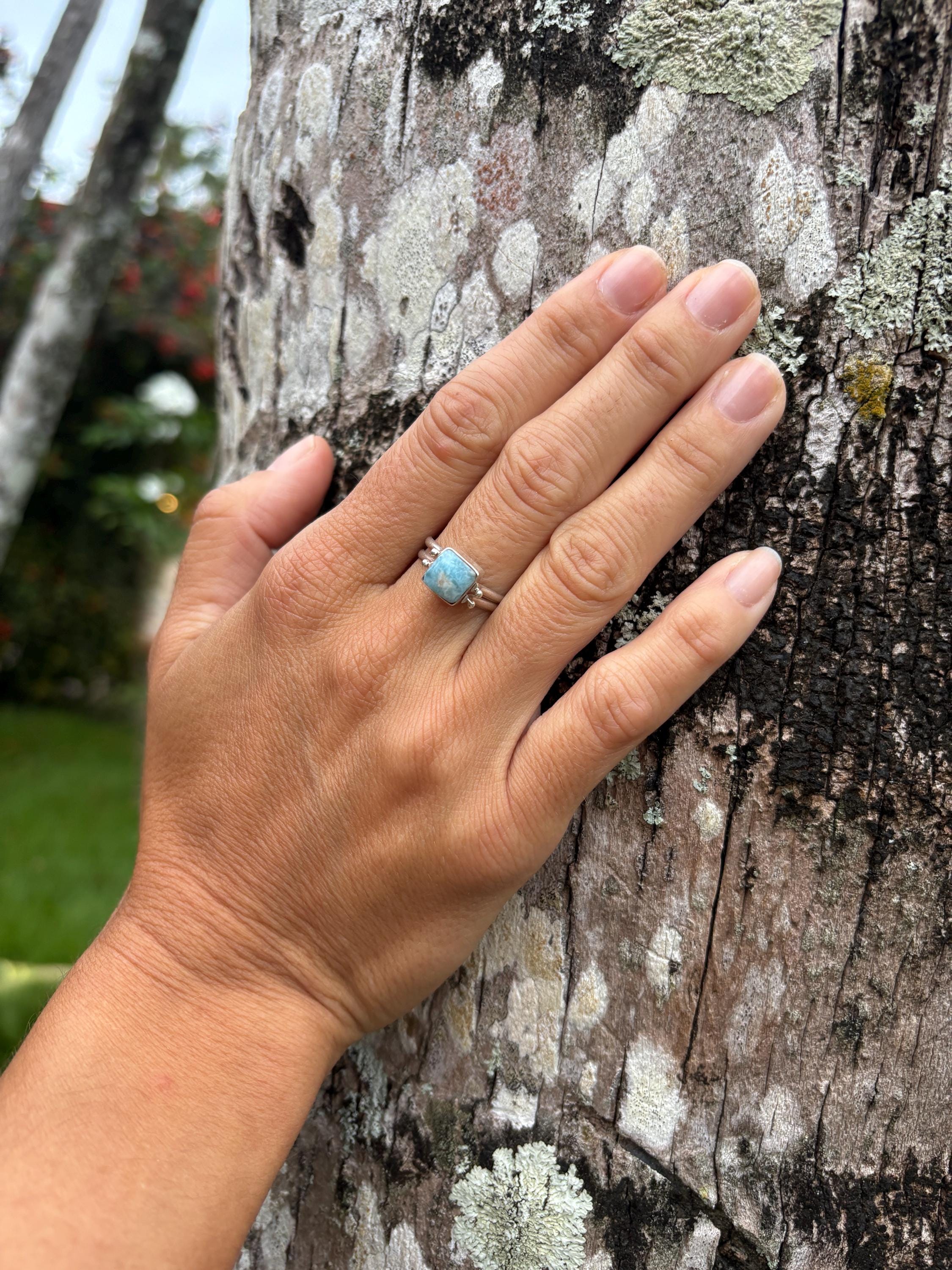 Larimar And Mangano Reversible Ring, 2 In 1 Ring, Sterling Silver Ring, Double Sided, Domincan Republic Stones, Caribbean Gemstones Ring Larimar And Mangano Reversible Ring, 2 In 1 Ring, Sterling Silver Ring, Double Sided, Domincan Republic Stones, Caribbean Gemstones Ring