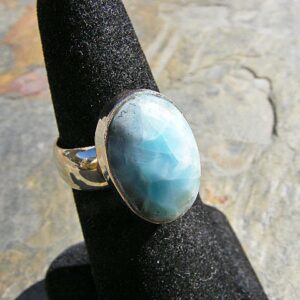 LARIMAR RING, Faceted Cut, Larimar Stone, Dreamy Colors, Size 7, The Dolphin Stone From The Caribbean, Sterling Silver LARIMAR RING, Faceted Cut, Larimar Stone, Dreamy Colors, Size 7, The Dolphin Stone From The Caribbean, Sterling Silver