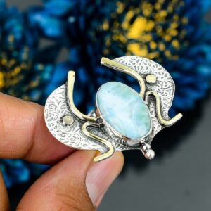 Handmade Larimar Ring: Adjustable Sterling Silver Gemstone Jewelry Handmade Larimar Ring: Adjustable Sterling Silver Gemstone Jewelry