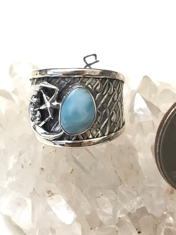 Larimar Moon Ring Size 8