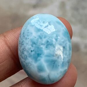 Natural Larimar Flat Back Cabochons, 18 / 24 Mm Blue Larimar Making Designing Ring, Smooth Oval Gemstone Cabochons, Single Stone For Sale Natural Larimar Flat Back Cabochons, 18 / 24 Mm Blue Larimar Making Designing Ring, Smooth Oval Gemstone Cabochons, Single Stone For Sale