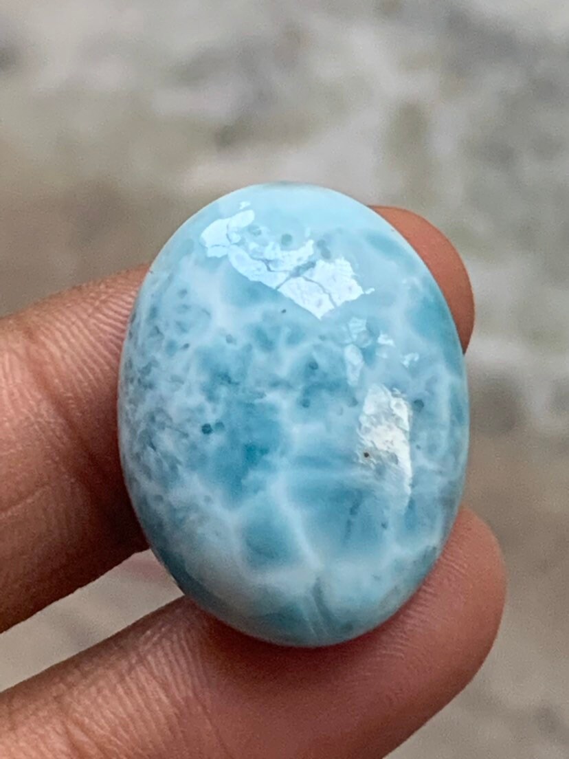 Natural Larimar Flat Back Cabochons, 18 / 24 Mm Blue Larimar Making Designing Ring, Smooth Oval Gemstone Cabochons, Single Stone For Sale