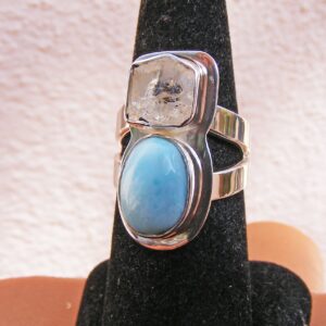 PHENACITE from Brazil, with LARIMAR RING, Size 8, rare and unusual combination, Beautiful Striking Colors, Sterling Silver PHENACITE from Brazil, with LARIMAR RING, Size 8, rare and unusual combination, Beautiful Striking Colors, Sterling Silver