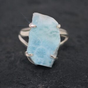 Sea Foam - Genuine Raw Larimar Sterling Silver Ring - Size 9 Sea Foam - Genuine Raw Larimar Sterling Silver Ring - Size 9