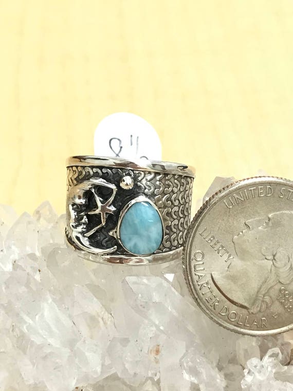 Silvery Moon Larimar Ring Size 8 1/2 Silvery Moon Larimar Ring Size 8 1/2