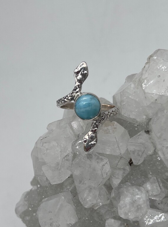 Larimar Snake Ring, Size 8 1/2