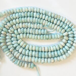 100% Dominican Larimar 10x5mm Rondelle Larimar Beads--15.5 inch Gemstone Beads---R6