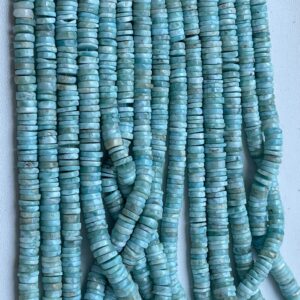 Larimar Rondelle 6.5 To 7 Mm Size , 8inch Length
