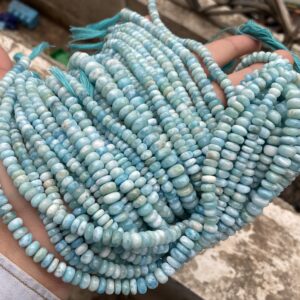 7 Inch Strand,finest Quality,natural Larimar Smooth Rondelles Shape Beads,size 7-8mm 7 Inch Strand,finest Quality,natural Larimar Smooth Rondelles Shape Beads,size 7-8mm