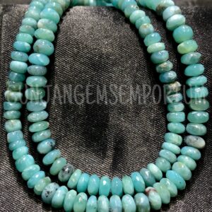 Aaa+ Beautiful~~blueish Larimar Smooth Rondelle Beads Natural Larimar Rondelle Smooth Beads Genuine Larimar Gemstone Beads Larimar Wholesale