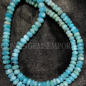 Aaa+ Beautiful~~blueish Larimar Smooth Rondelle Beads Natural Larimar Rondelle Smooth Beads Genuine Larimar Gemstone Beads Larimar Wholesale