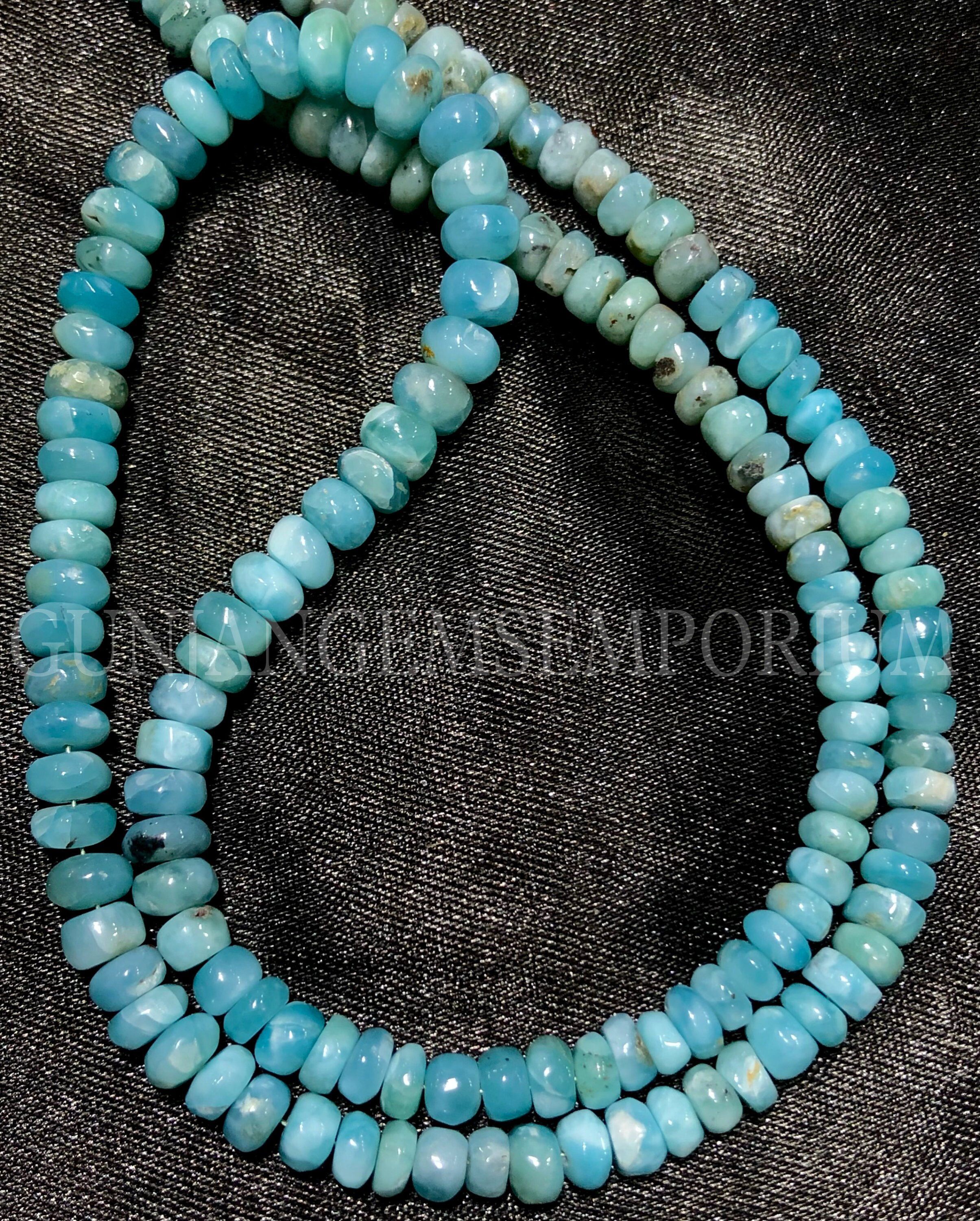 Aaa+ Beautiful~~blueish Larimar Smooth Rondelle Beads Natural Larimar Rondelle Smooth Beads Genuine Larimar Gemstone Beads Larimar Wholesale