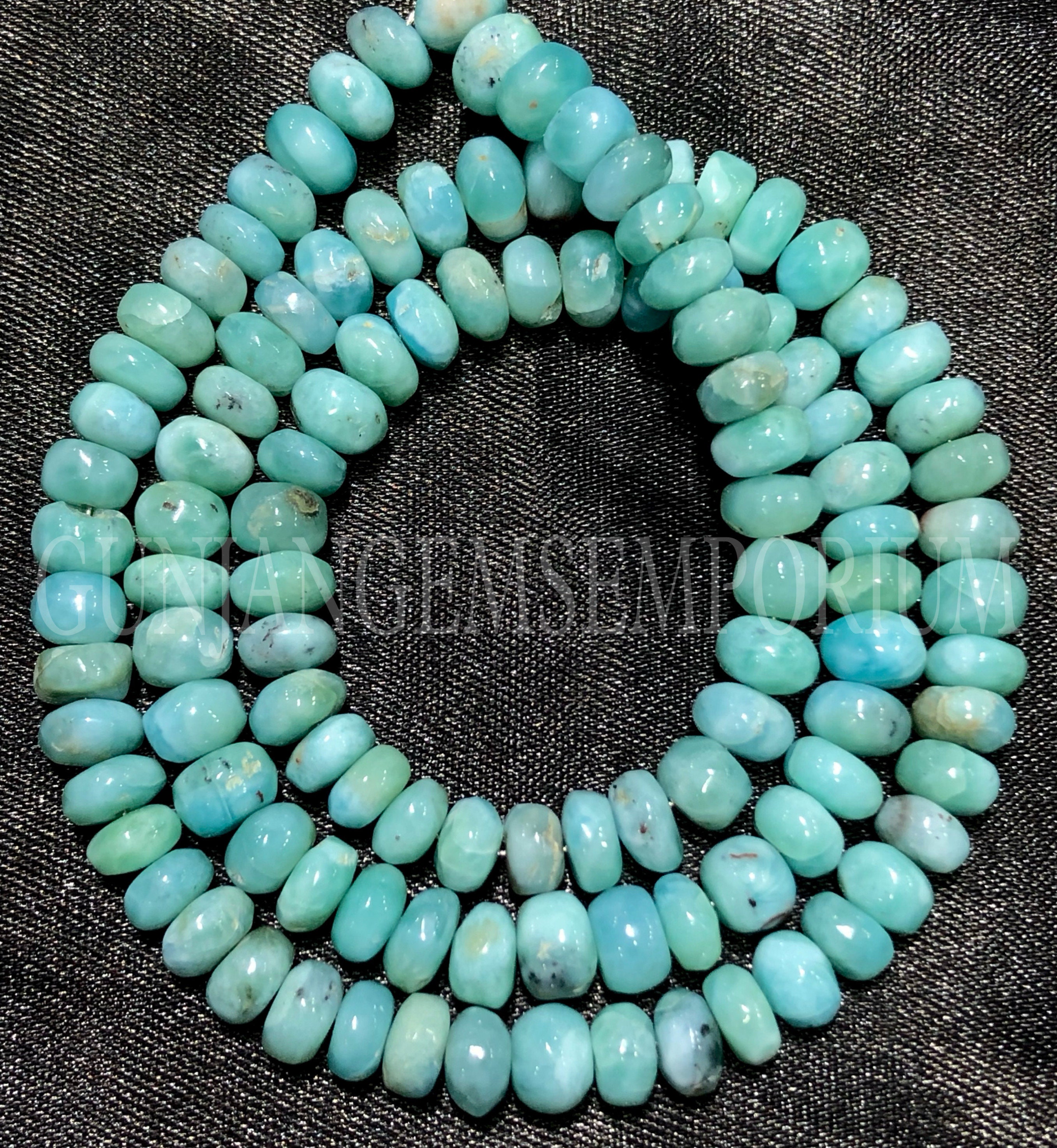 Aaa+ Beautiful~~blueish Larimar Smooth Rondelle Beads Natural Larimar Rondelle Smooth Beads Genuine Larimar Gemstone Beads Larimar Wholesale