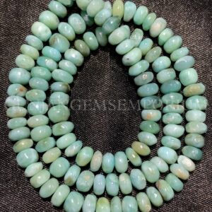 Aaa+ Beautiful~~blueish~green Larimar Smooth Rondelle Beads Natural Larimar Rondelle Smooth Beads Genuine Larimar Gemstone Larimar Wholesale