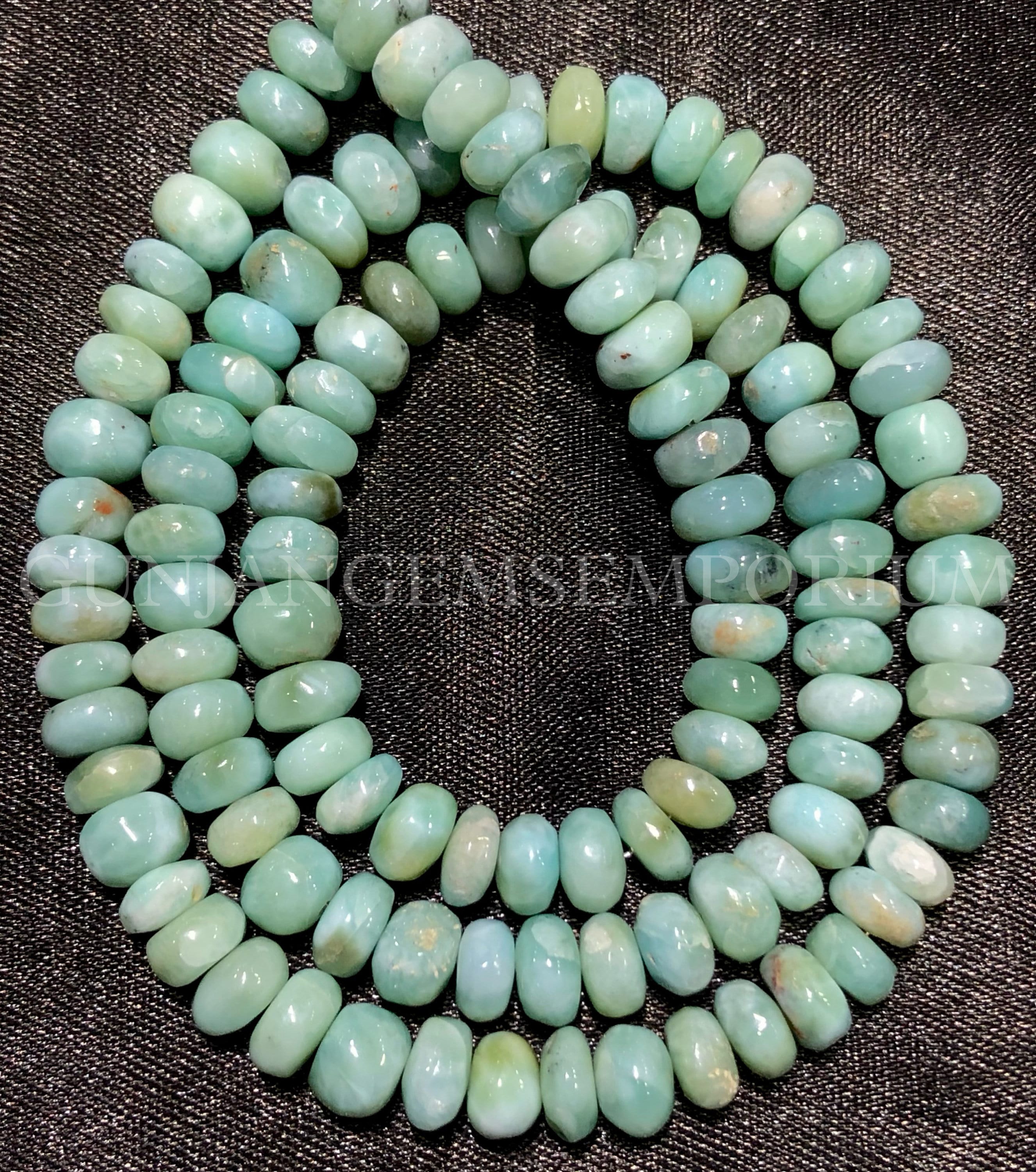 Aaa+ Beautiful~~blueish~green Larimar Smooth Rondelle Beads Natural Larimar Rondelle Smooth Beads Genuine Larimar Gemstone Larimar Wholesale