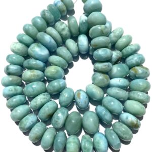 Aaa+ Blue Larimar Smooth Rondelle Beads 10mm-12mm Larimar Rondelle Beads 18” Natural Larimar Smooth Rondelles Larimar Gemstone Beads Larimar