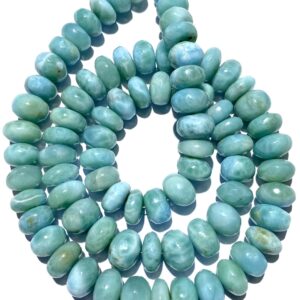 Aaa+ Blue Larimar Smooth Rondelle Beads 9mm Larimar Rondelle Beads 18” Natural Larimar Smooth Rondelles Larimar Gemstone Beads Rare Larimar