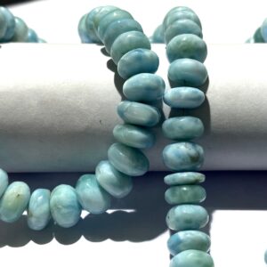 Aaa+ Blue Larimar Smooth Rondelle Beads 8mm-9mm Larimar Rondelle Beads 18” Natural Larimar Smooth Rondelles Larimar Gemstone Beads Larimar