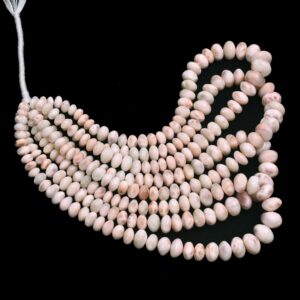 Aaa+ Natrolite 5mm-10mm Smooth Rondelle | 12inch Strand | Natural Thomsonite Semi Precious Gemstone Beads | Pink Larimar Beads For Jewelry
