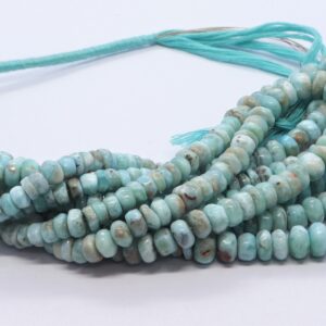 Aaa Natural Larimar Smooth Rondelle Beads, 5-9 Mm Plain Larimar Gemstone Beads, Larimar Beads, 16 Inch Smooth Larimar Rondelle Beads