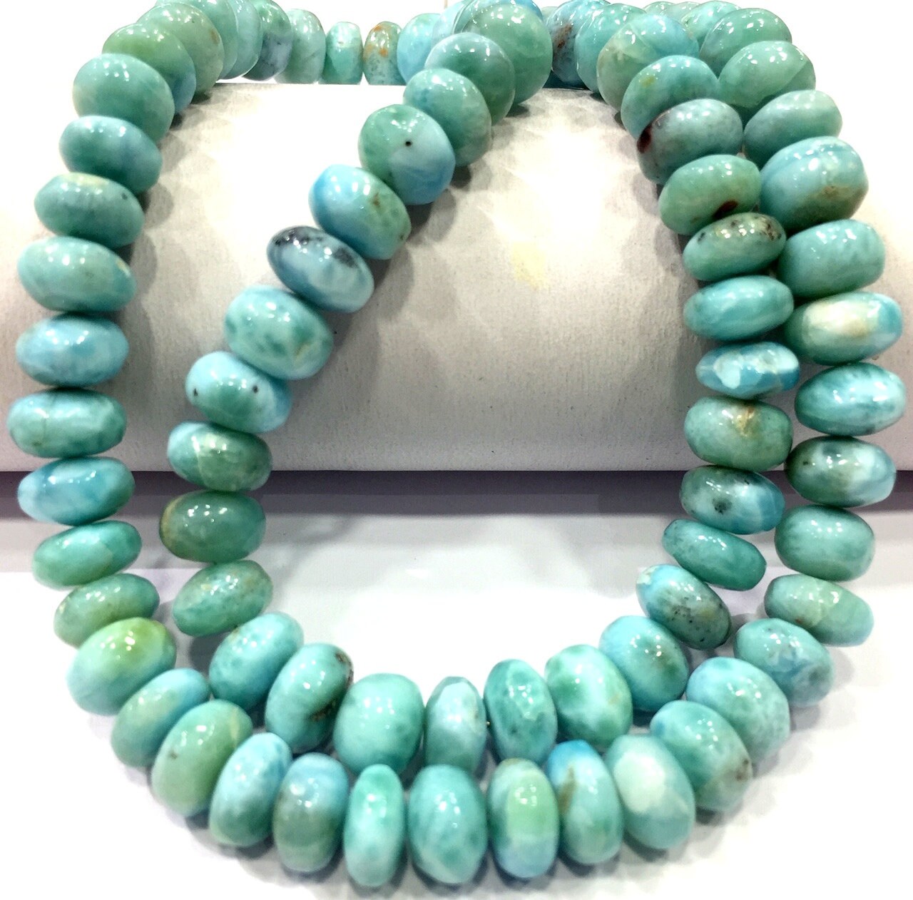 Aaa Quality~natural Larimar Rondelle Beads Smooth Larimar Beads Strand Real Larimar Gemstone Beads Larimar Strand Jewelry Making Beads.