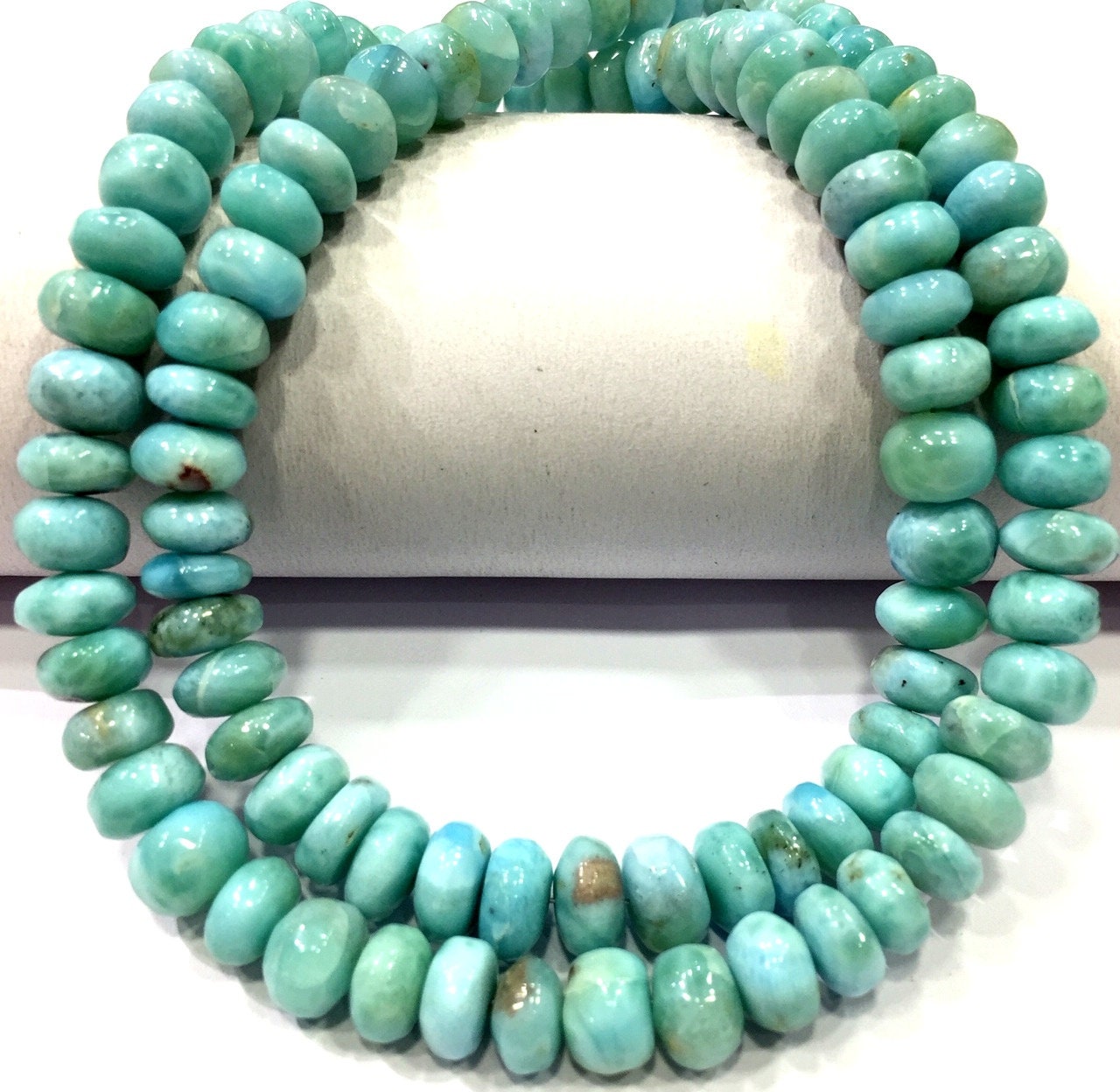 Aaa Quality~natural Larimar Rondelle Beads Smooth Larimar Beads 7.mm Larimar Rondelle Gemstone Beads Larimar Strand Jewelry Making Beads.