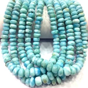 AAA QUALITY~Rare Natural Larimar Smooth Rondelle Beads 6.MM Larimar Gemstone Beads Larimar Strand Wholesale Larimar Jewelry Making Beads.