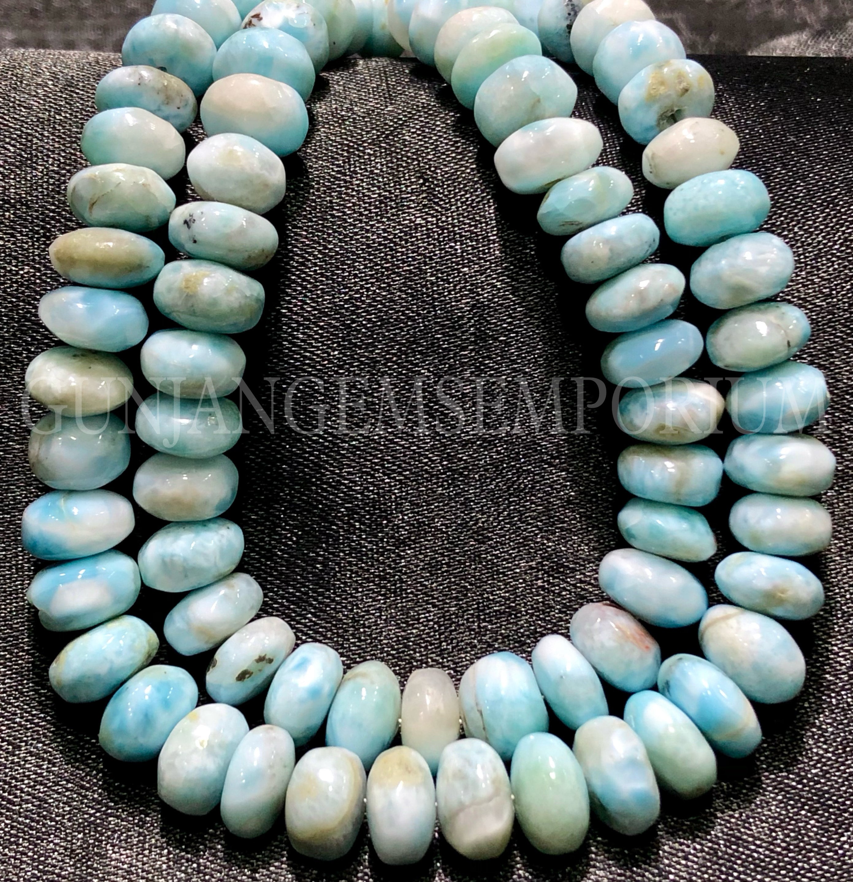 Aaa+ Rarest~~light Blue Larimar Smooth Rondelle Beads Natural Larimar Rondelle Smooth Beads Genuine Larimar Gemstone Beads Larimar Wholesale