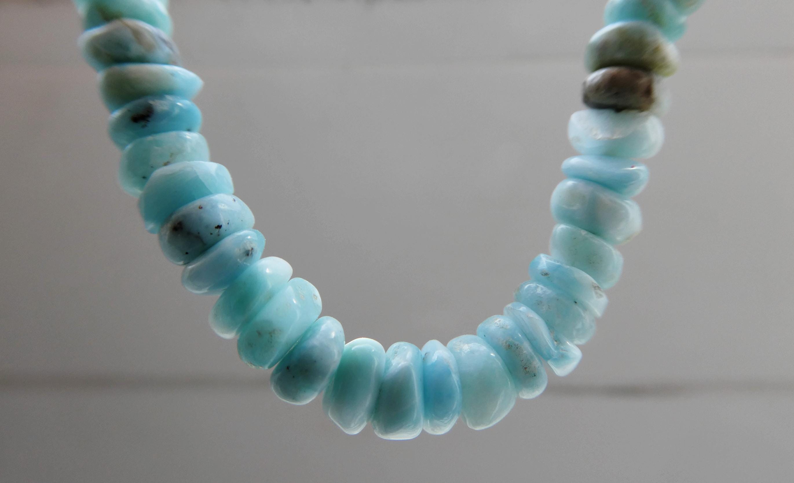 Larimar Rondelle 5mm Beads -4in Strand Blue Gemstone-craft Natural Beads- Diy Jewelry Making