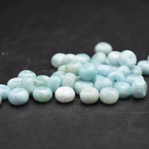 Larimar Gemstone SMOOTH Rondelle Spacer Beads - 6mm X 3.5mm - 4mm - 6 Count