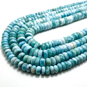 Genuine Larimar Beads, Grade Aaa High Quality Larimar Natural Smooth Polished Gemstone Rondelle Beads - Pg76