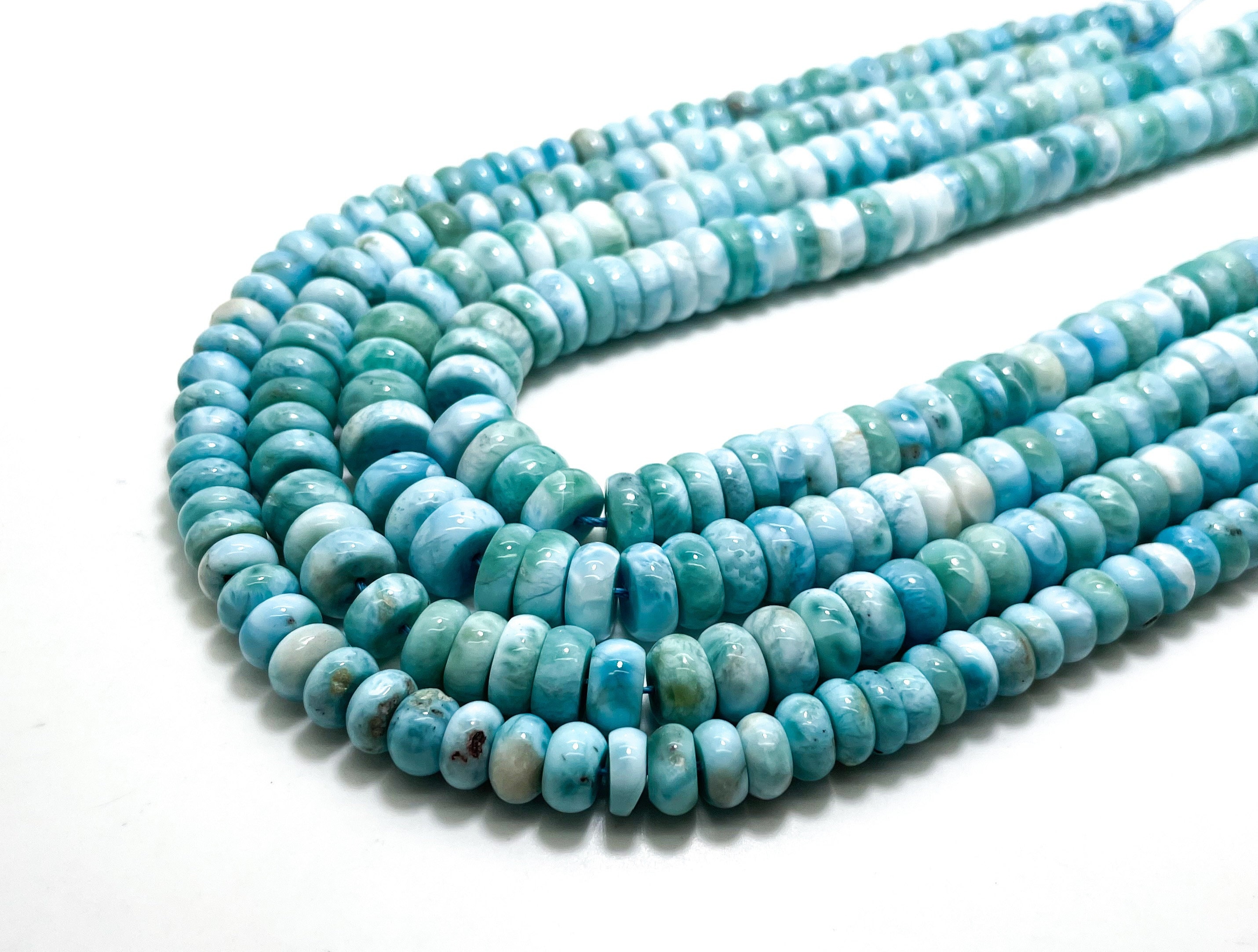 Genuine Larimar Beads, Grade Aaa High Quality Larimar Natural Smooth Polished Gemstone Rondelle Beads - Pg76 Genuine Larimar Beads, Grade Aaa High Quality Larimar Natural Smooth Polished Gemstone Rondelle Beads - Pg76