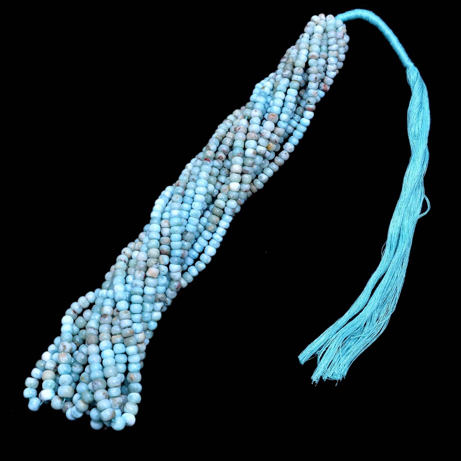 Natural Larimar 4mm-6mm Smooth Rondelle Beads | 16inch Strand | Dominican Larimar Semi Precious Gemstone Beads | Larimar Beads For Jewelry
